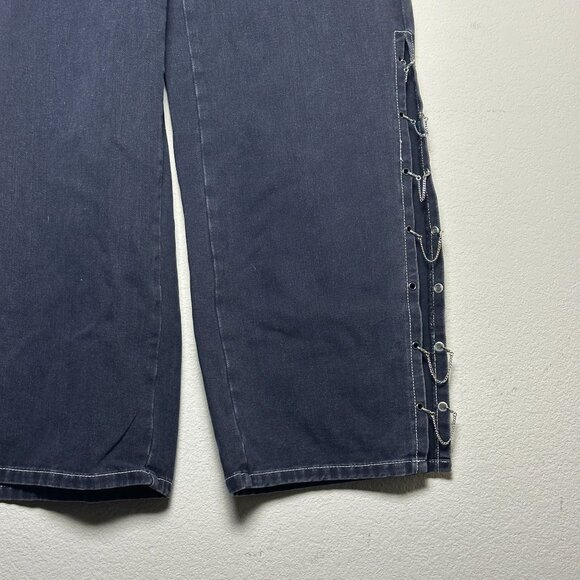 Y2K Shein Denim Jean Pant Women 27 Side Chains Punk Indie Rock Bootcut Flare - Picture 4 of 11